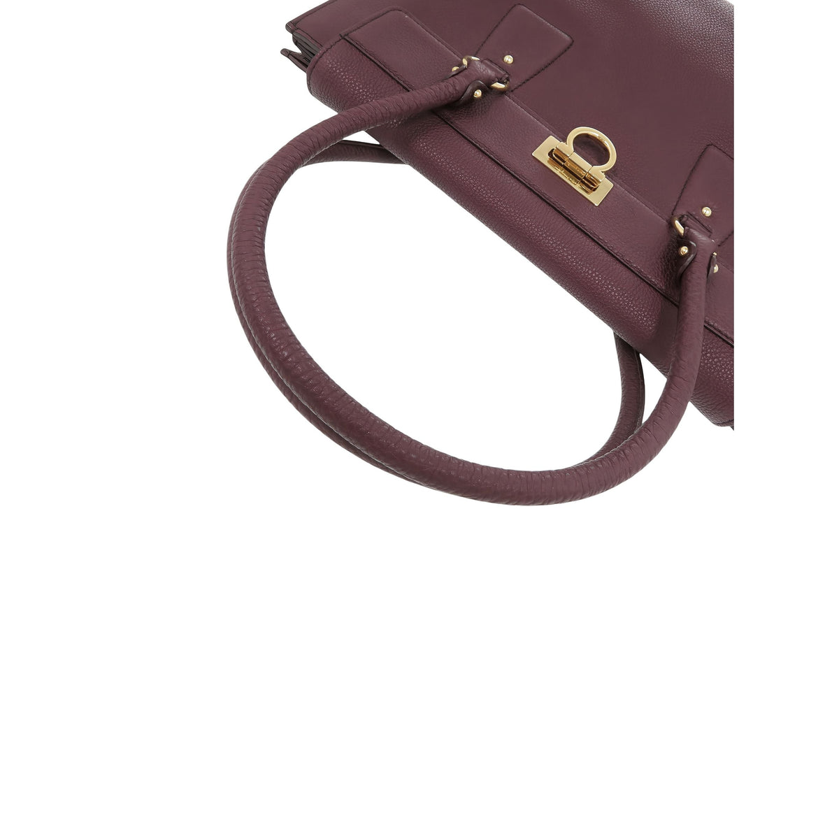 Ferragamo Leather Gancini Handbag — Purple