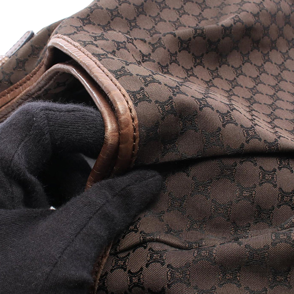 Celine Macadam Canvas Shoulder Bag — Brown