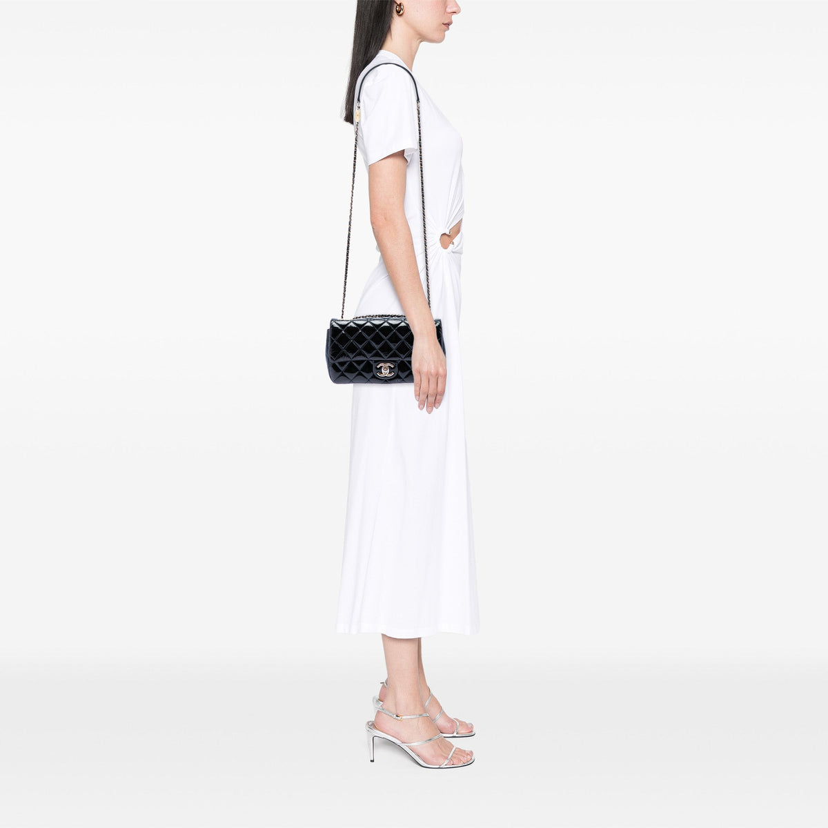 Chanel Paris Salzburg Medium Patent and Goatskin CC Eyelet Flap