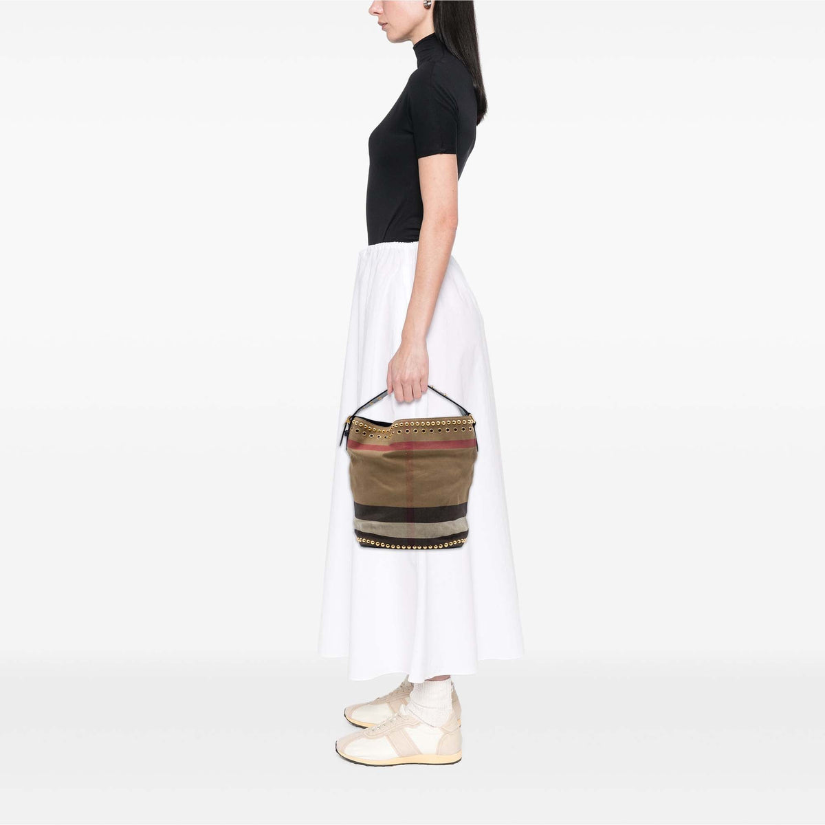 Burberry Medium Mega Check Studded Canvas Ashby Bucket Bag