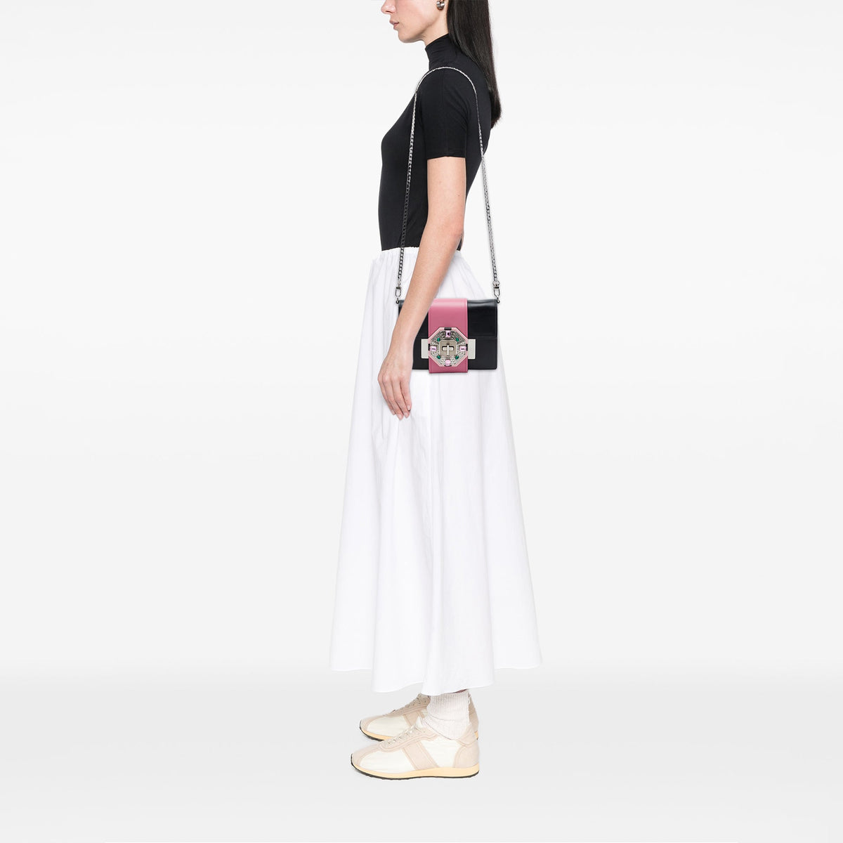 Prada City Calf Crystal Embellished Ribbon Bag