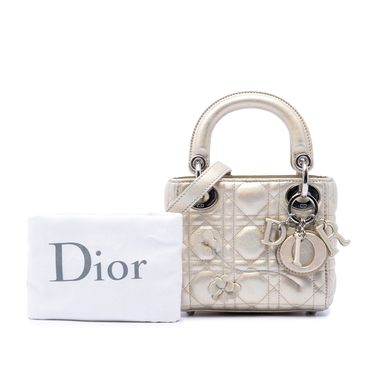 Dior Micro Metallic Crinkled Calfskin Lucky Dior Cannage Lady Dior