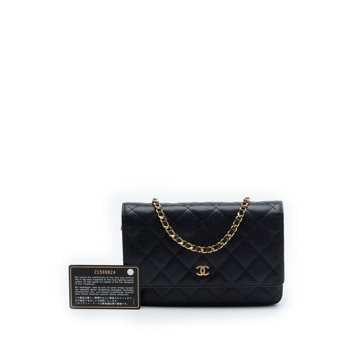 Chanel CC Quilted Caviar Wallet on Chain