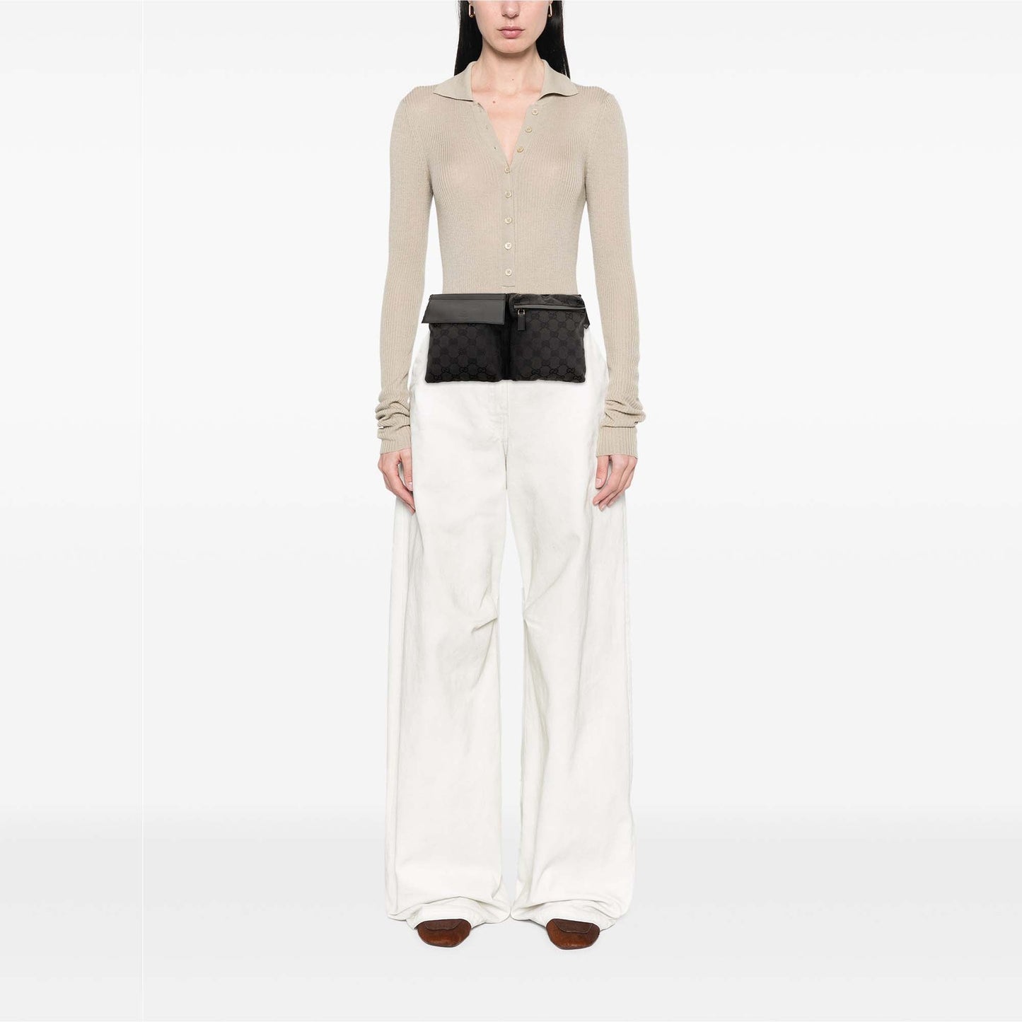 Gucci GG Canvas Double Pocket Belt Bag