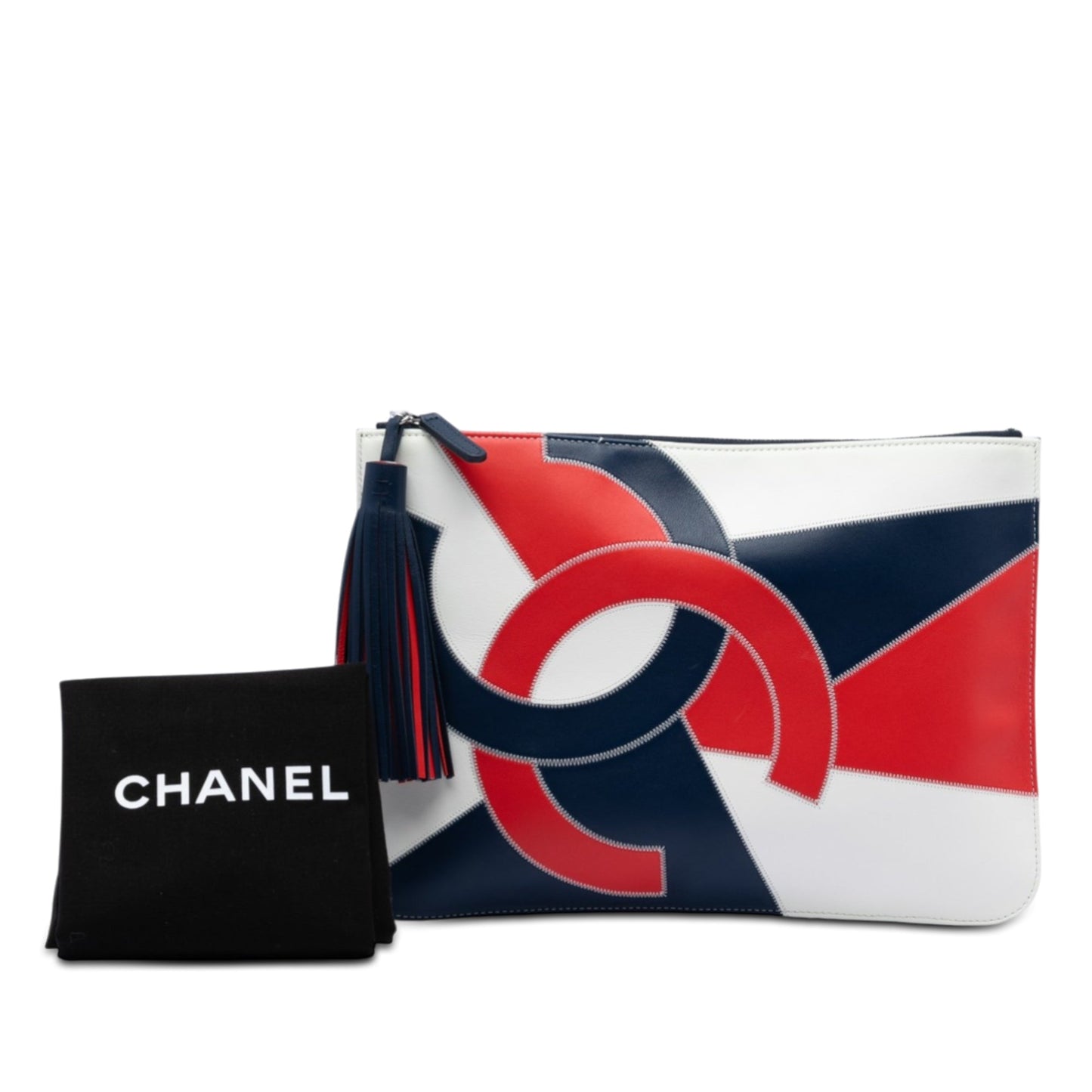 CC Lambskin Patchwork Tassel Clutch