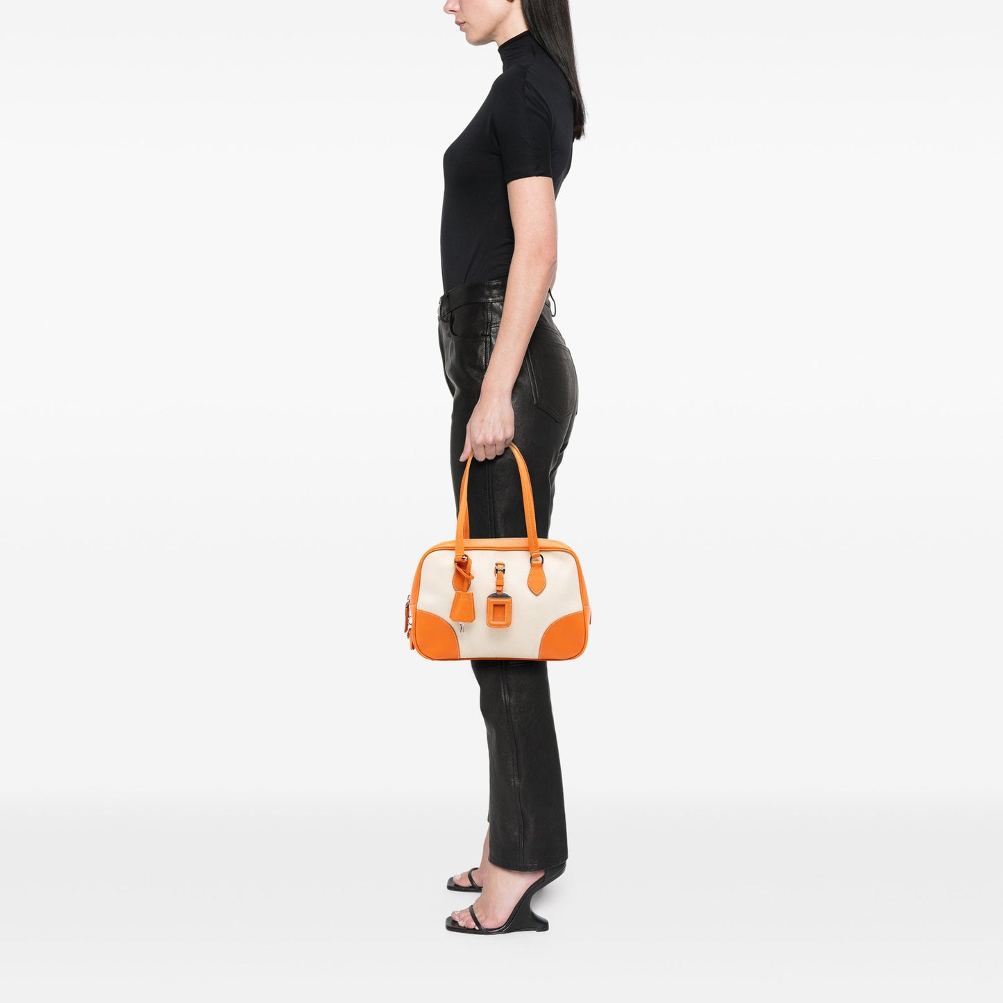 Prada Cinghiale Trimmed Canapa Handbag