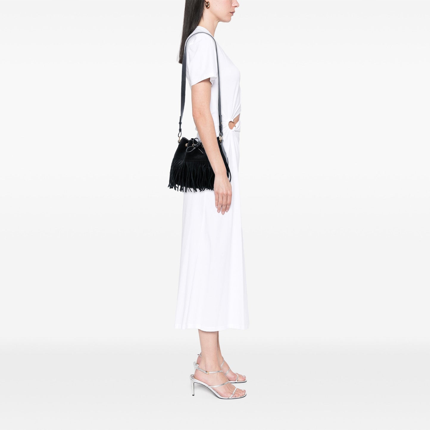 Saint Laurent Small Suede Emmanuelle Fringe Bucket Bag