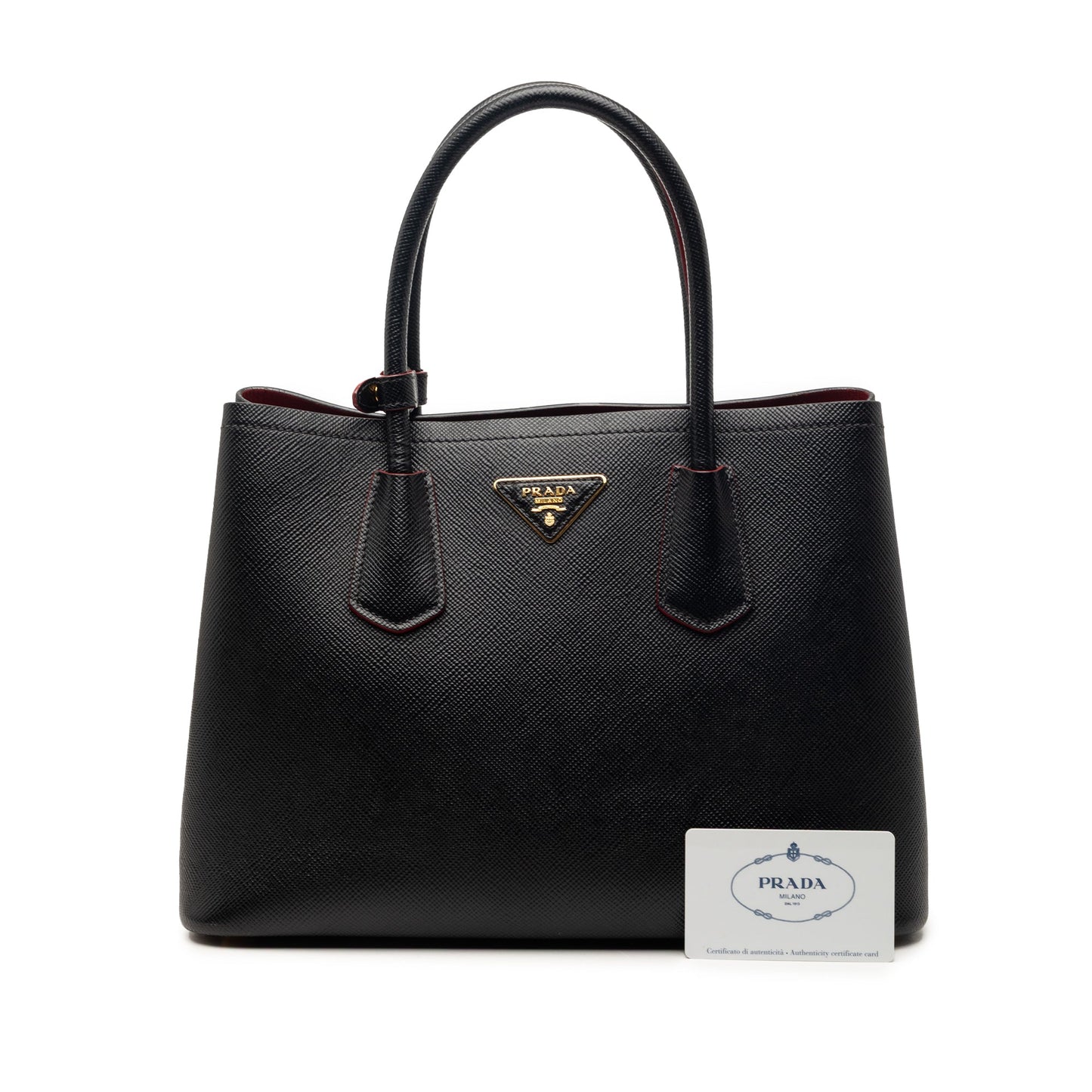 Small Saffiano Cuir Double Satchel