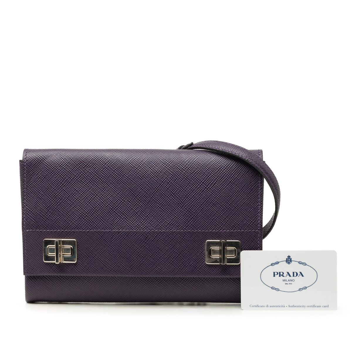 Prada Saffiano Cuir Twist Lock Chain Flap