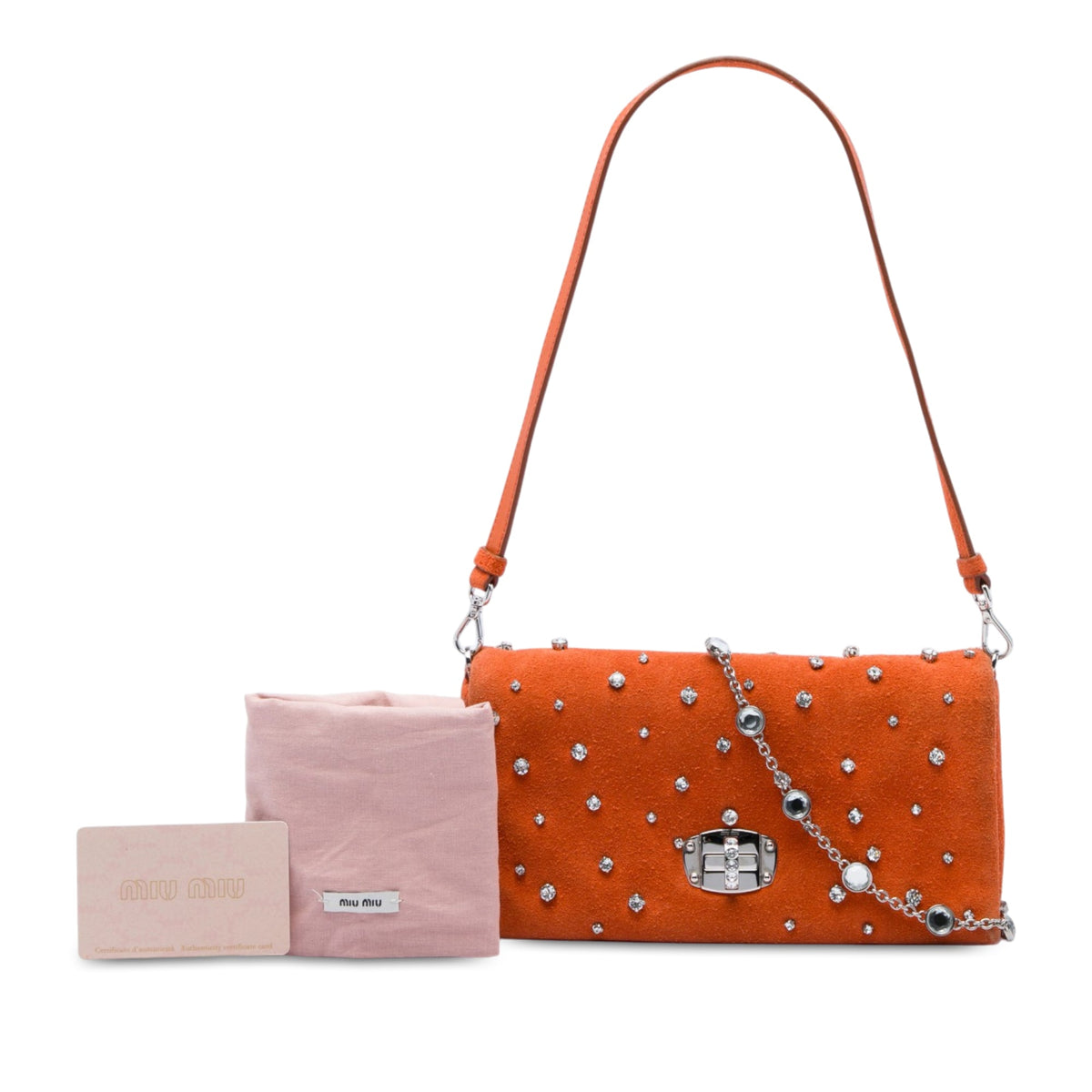 Miu Miu Crystal Embellished Suede Satchel