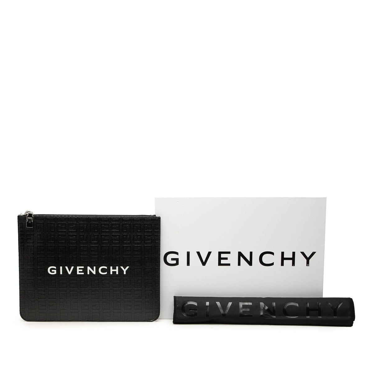 Givenchy 4G Embossed Coated Canvas Flat Pouch — Black