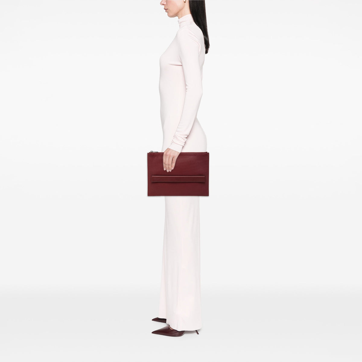 Bottega Veneta Textured Calfskin Marco Polo Clutch