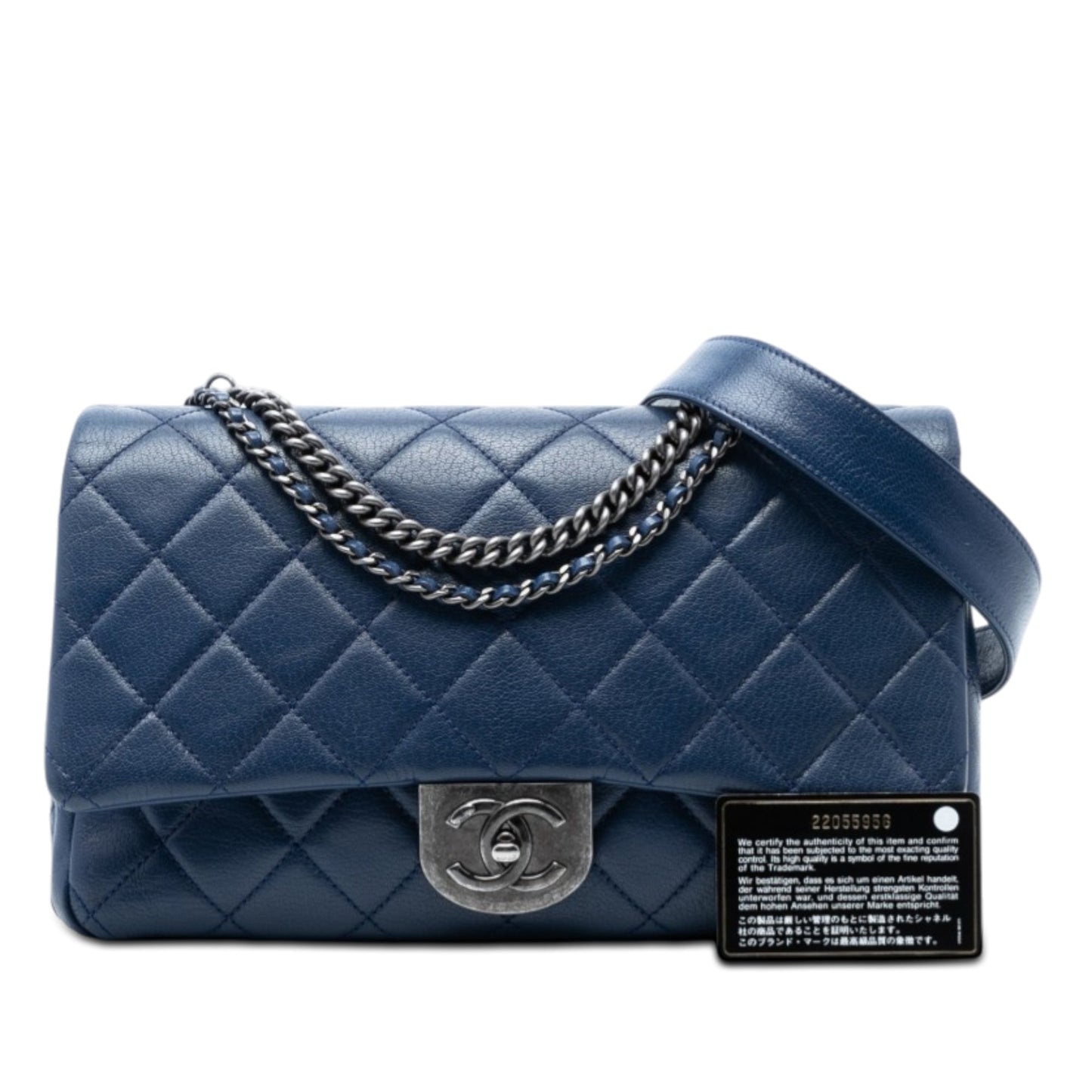 Large Quilted Goatskin Double Carry Waist Chain Flap