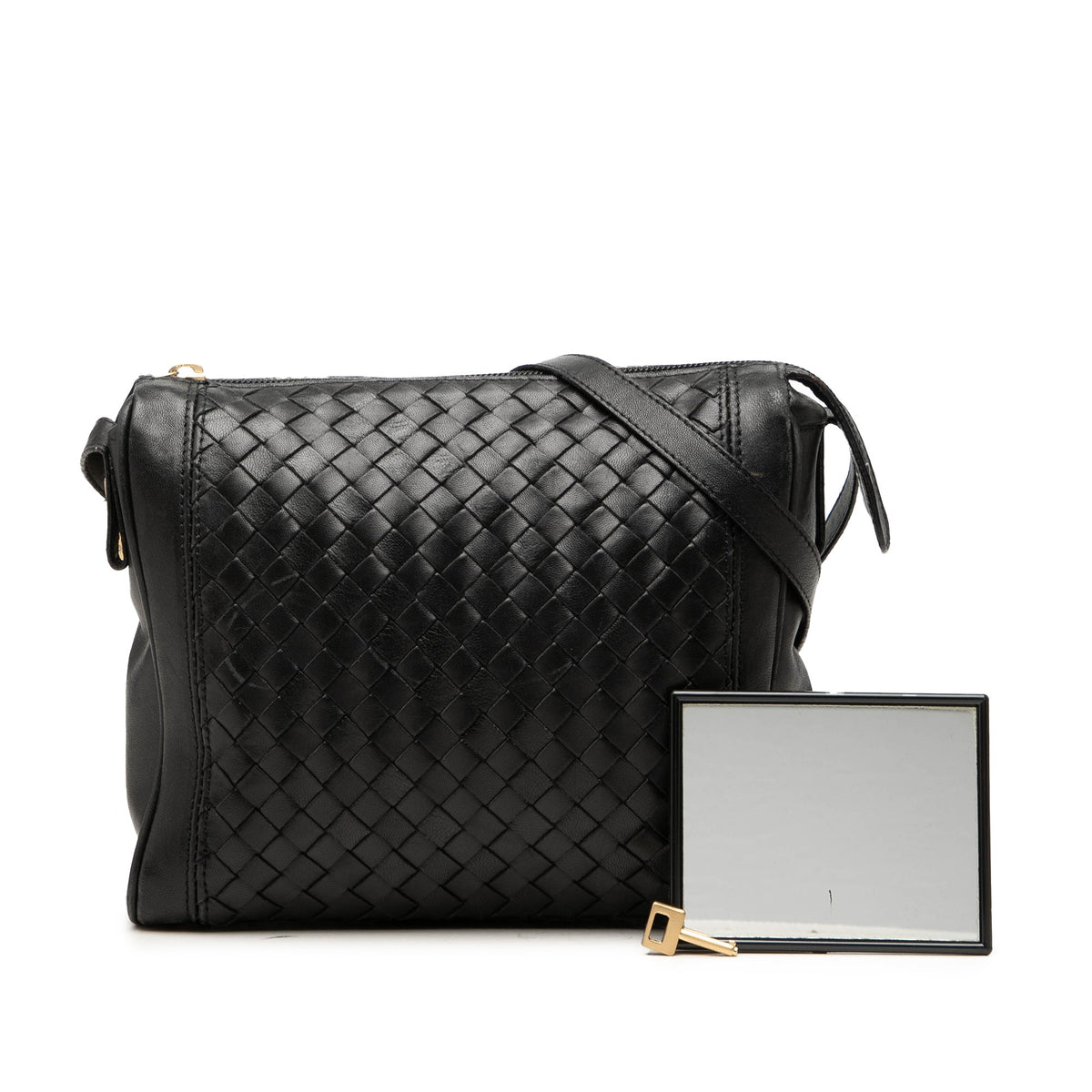 Bottega Veneta Nappa Intrecciato Crossbody — Black