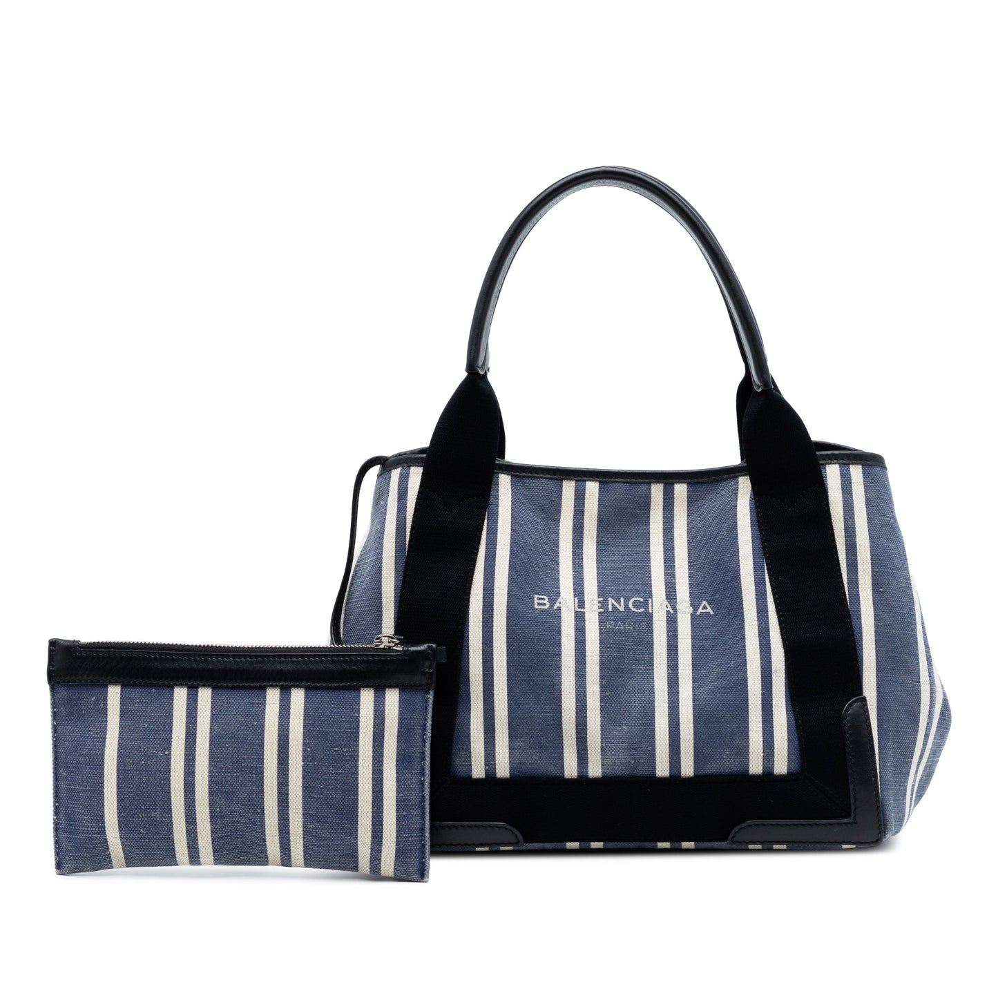 Balenciaga Canvas Striped Navy Cabas S