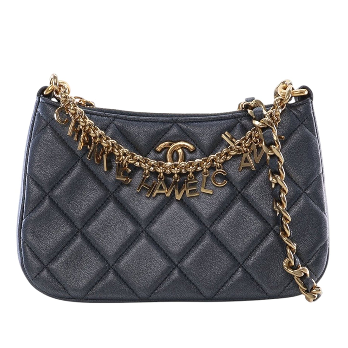 Chanel Small Quilted Lambskin Logo Chain Crossbody
