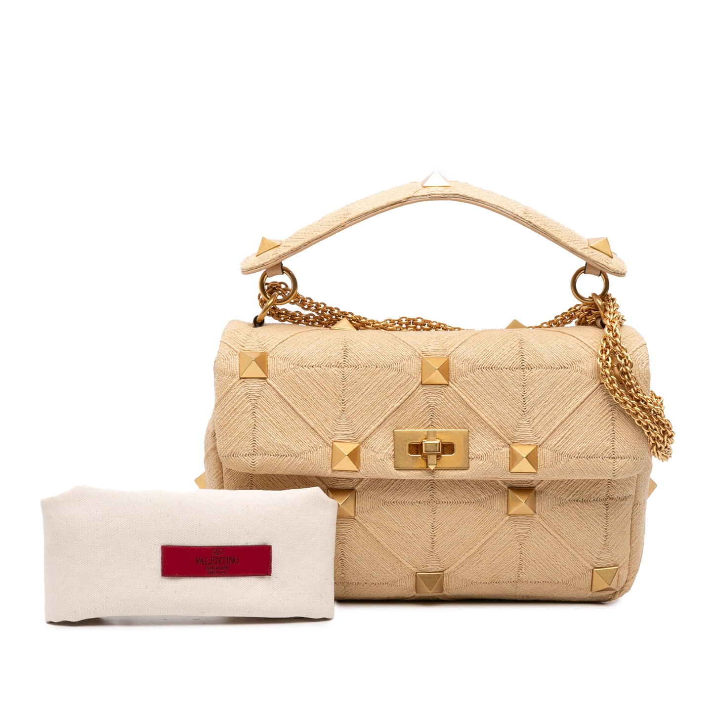 Valentino Large Raffia Roman Stud Satchel