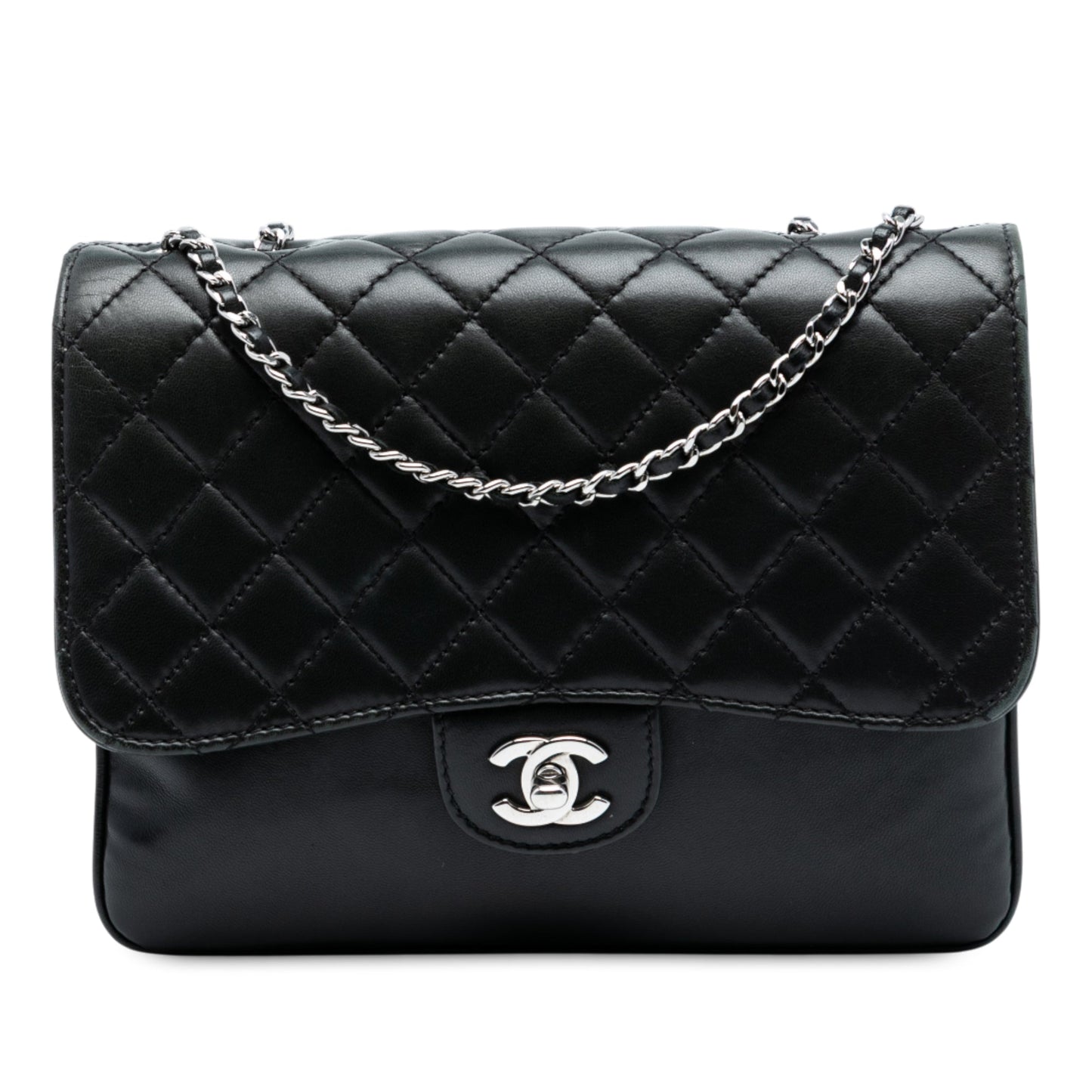Chanel Medium Quilted Lambskin Clams Pocket Accordion Flap