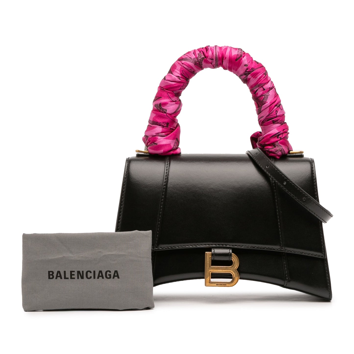 Balenciaga Small Shiny Box Calfskin Hourglass Top Handle Bag