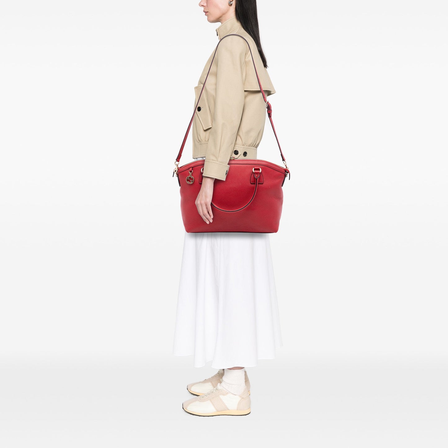 Gucci Large Dollar Calfskin GG Charm Dome Satchel