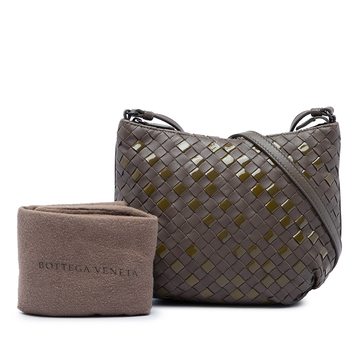 Bottega Veneta Nappa and Patent Intrecciato Crossbody