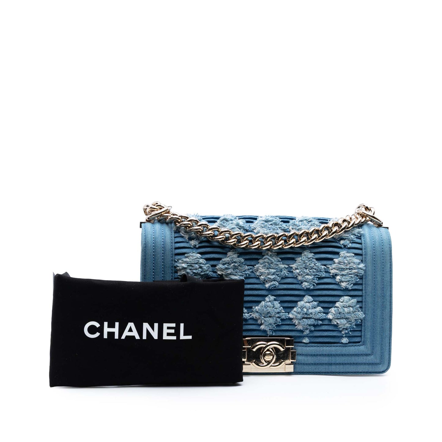 Chanel Old Medium Pleated Denim Boy Flap