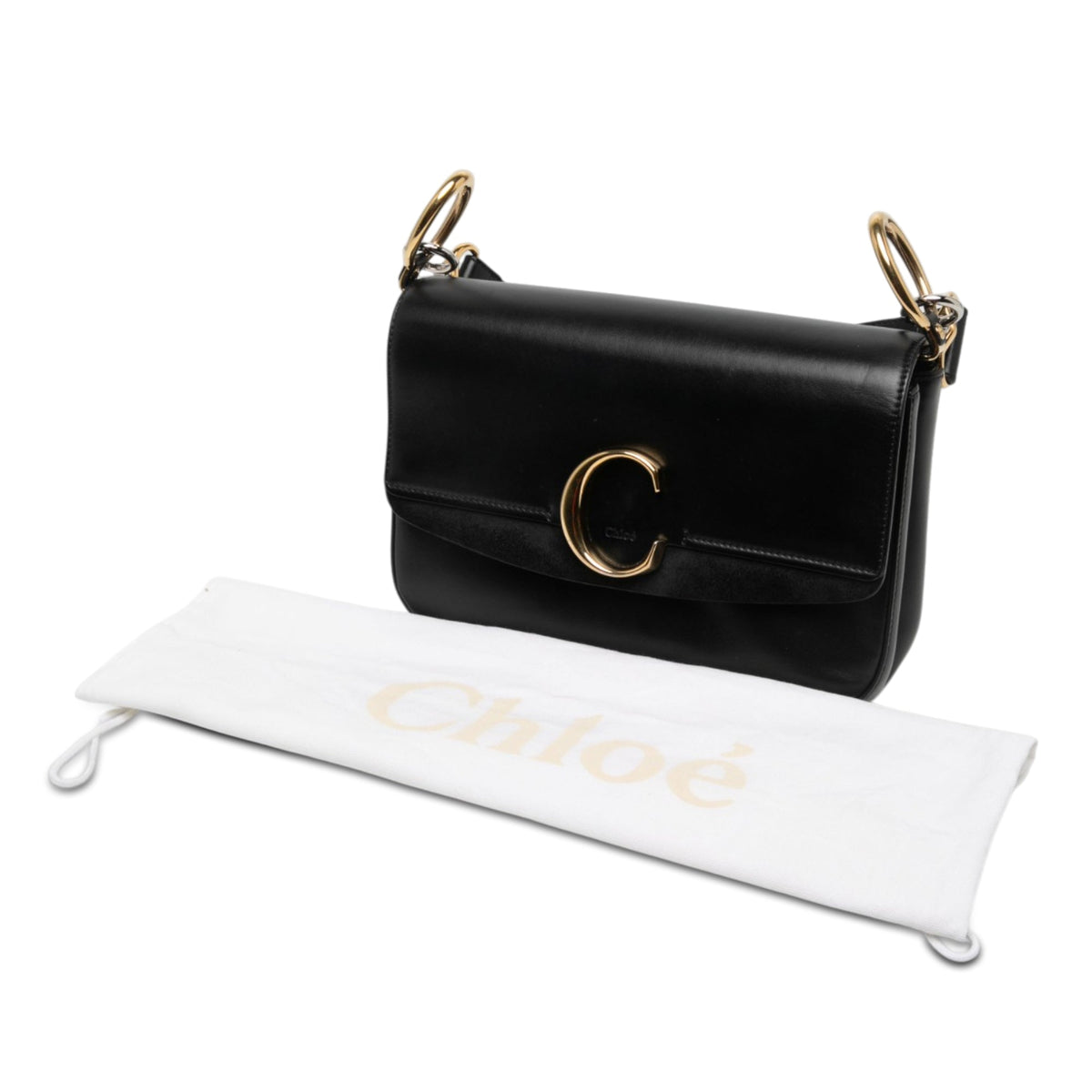 Chloé Small Leather C Double Carry Satchel — Black