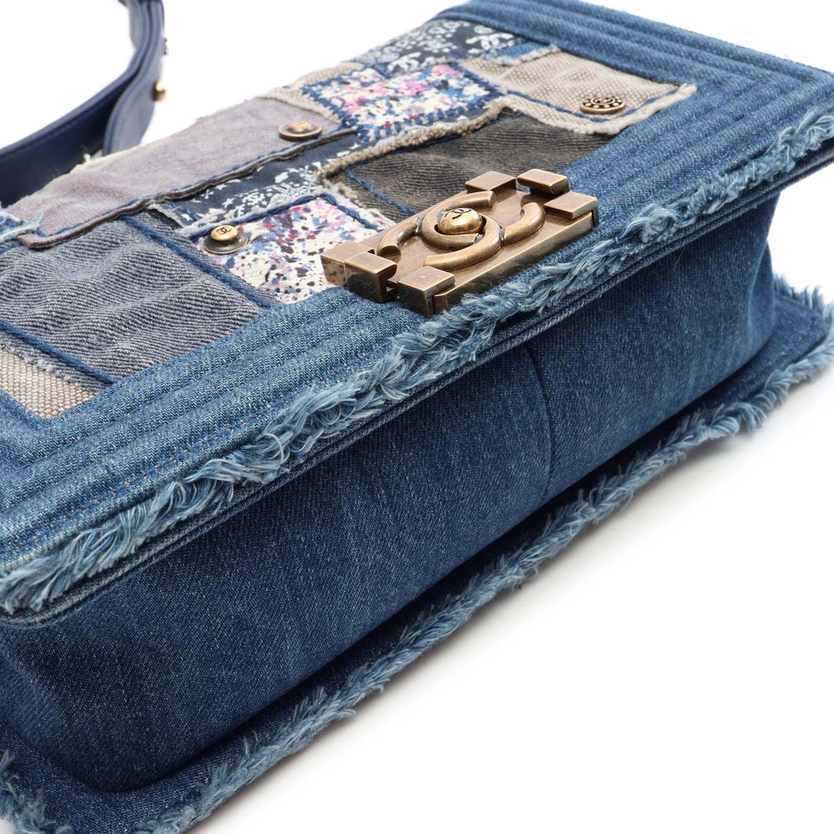 Chanel Old Medium Denim Patchwork Boy Bag