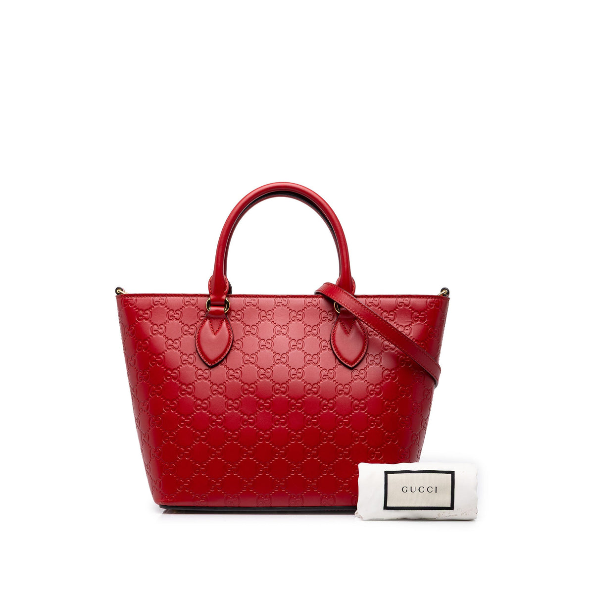 Gucci Small Guccissima Convertible Tote — Red