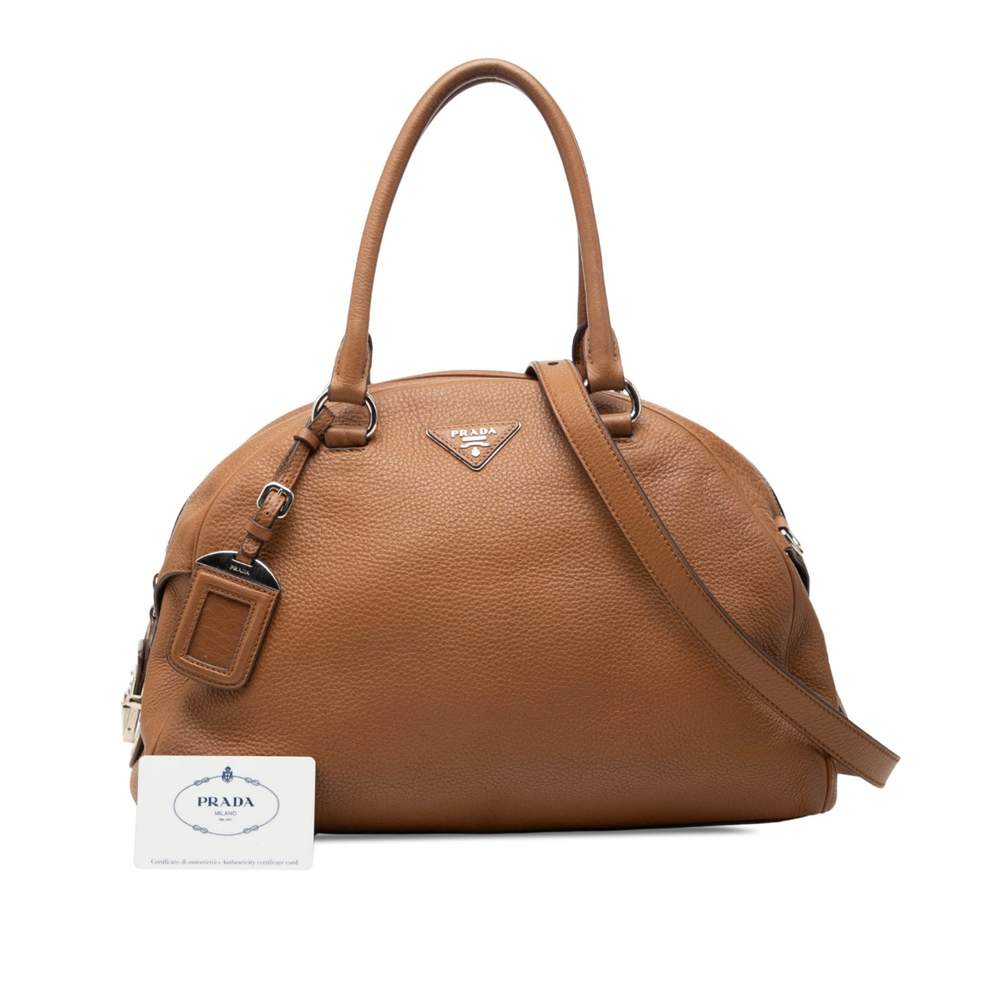 Prada Vitello Daino Dome Convertible Bowling Bag