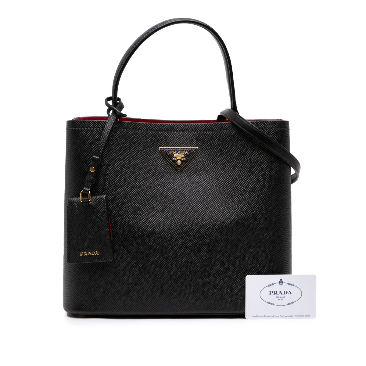 Prada Large Saffiano Cuir Panier Satchel — Black