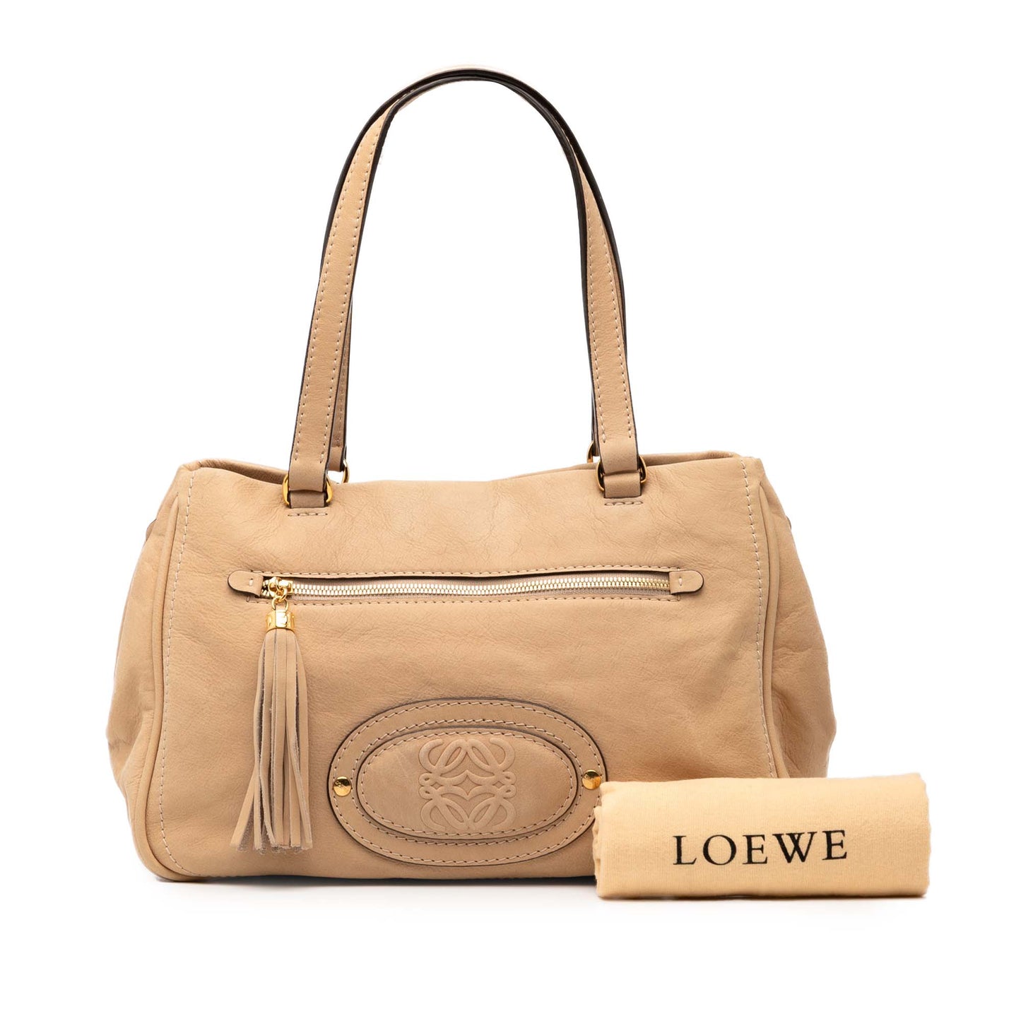 LOEWE Nubuck Anagram Madrid Fringe Shoulder Bag