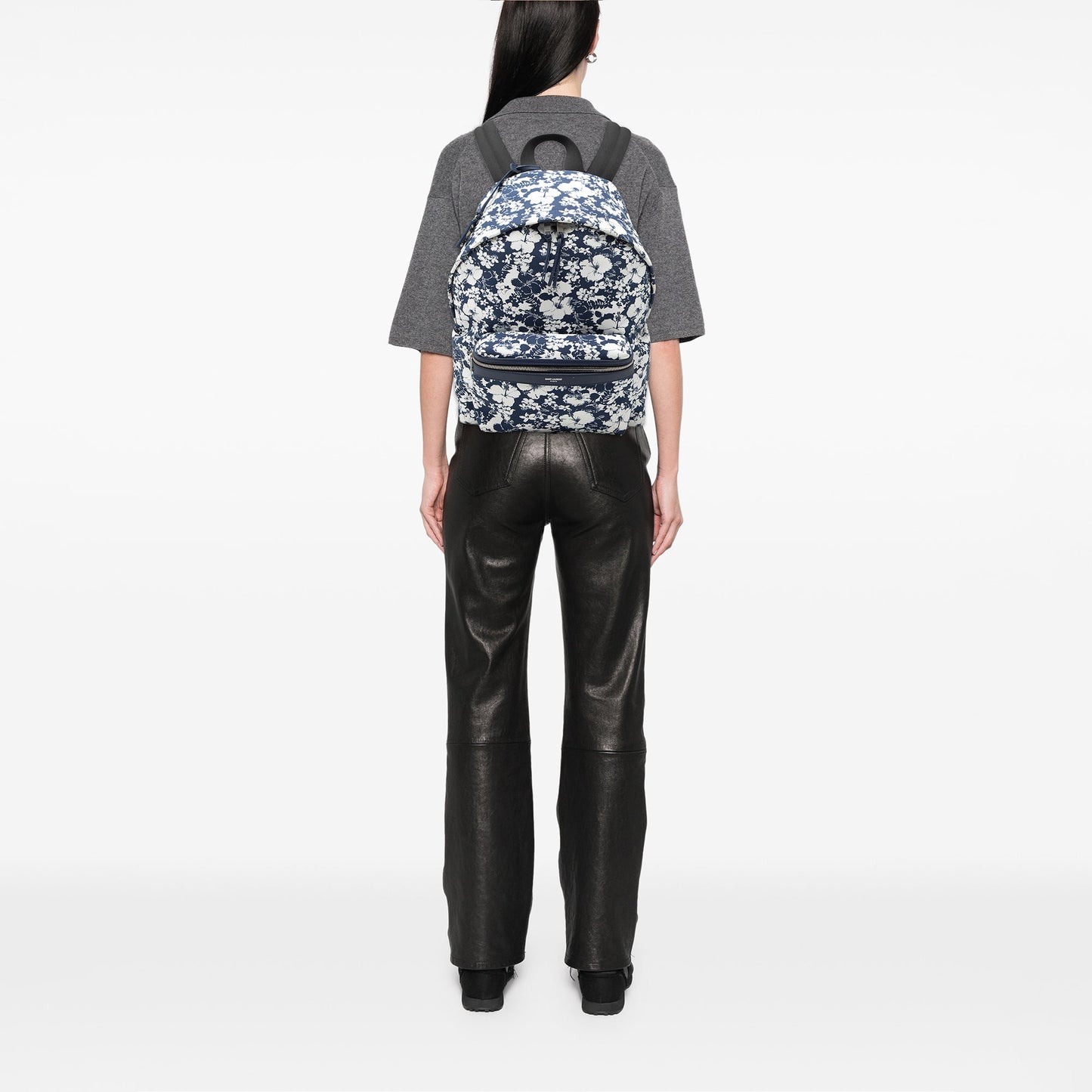 Saint Laurent Canvas Hibiscus Flower City Backpack