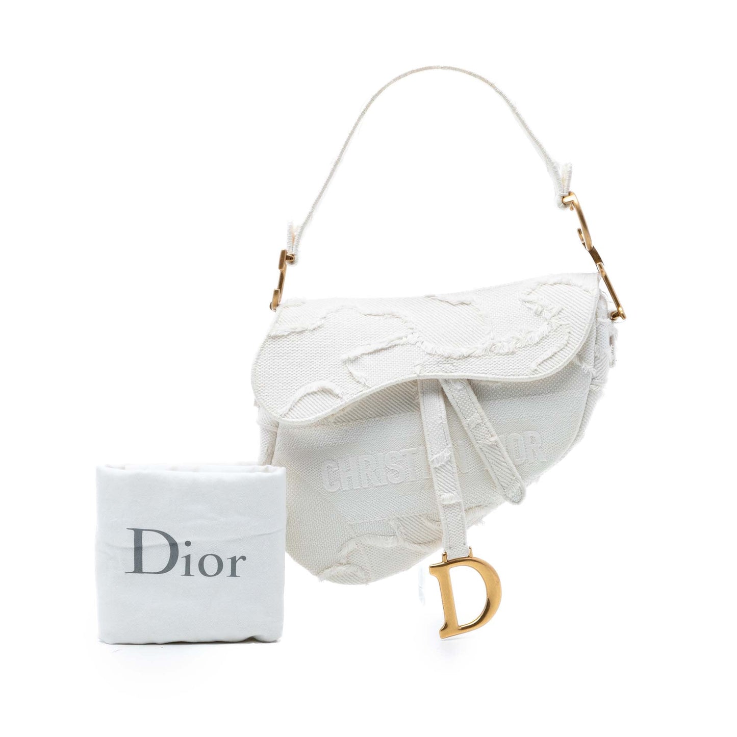 Dior Canvas Embroidered Camouflage Saddle Bag