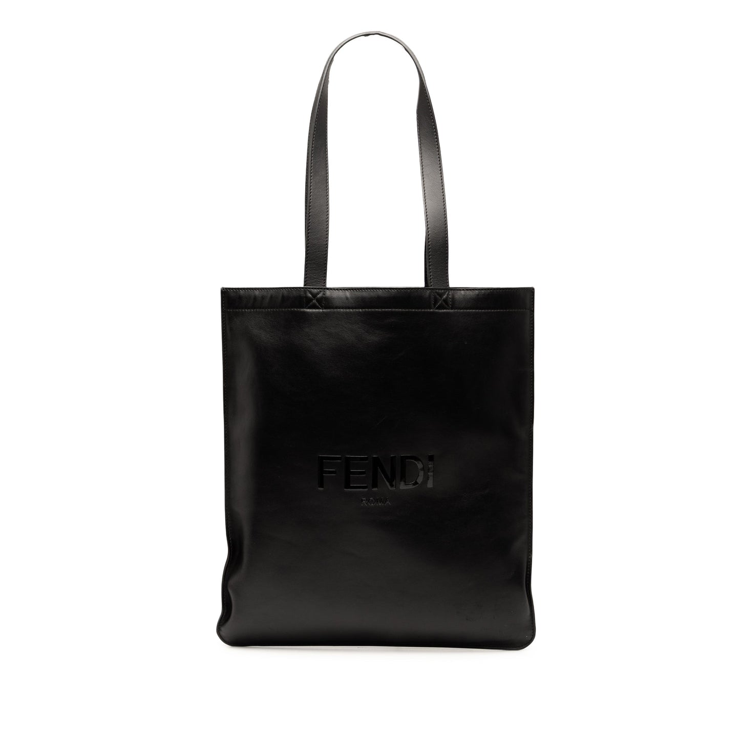 Fendi Embossed Leather Logo Shopper Tote