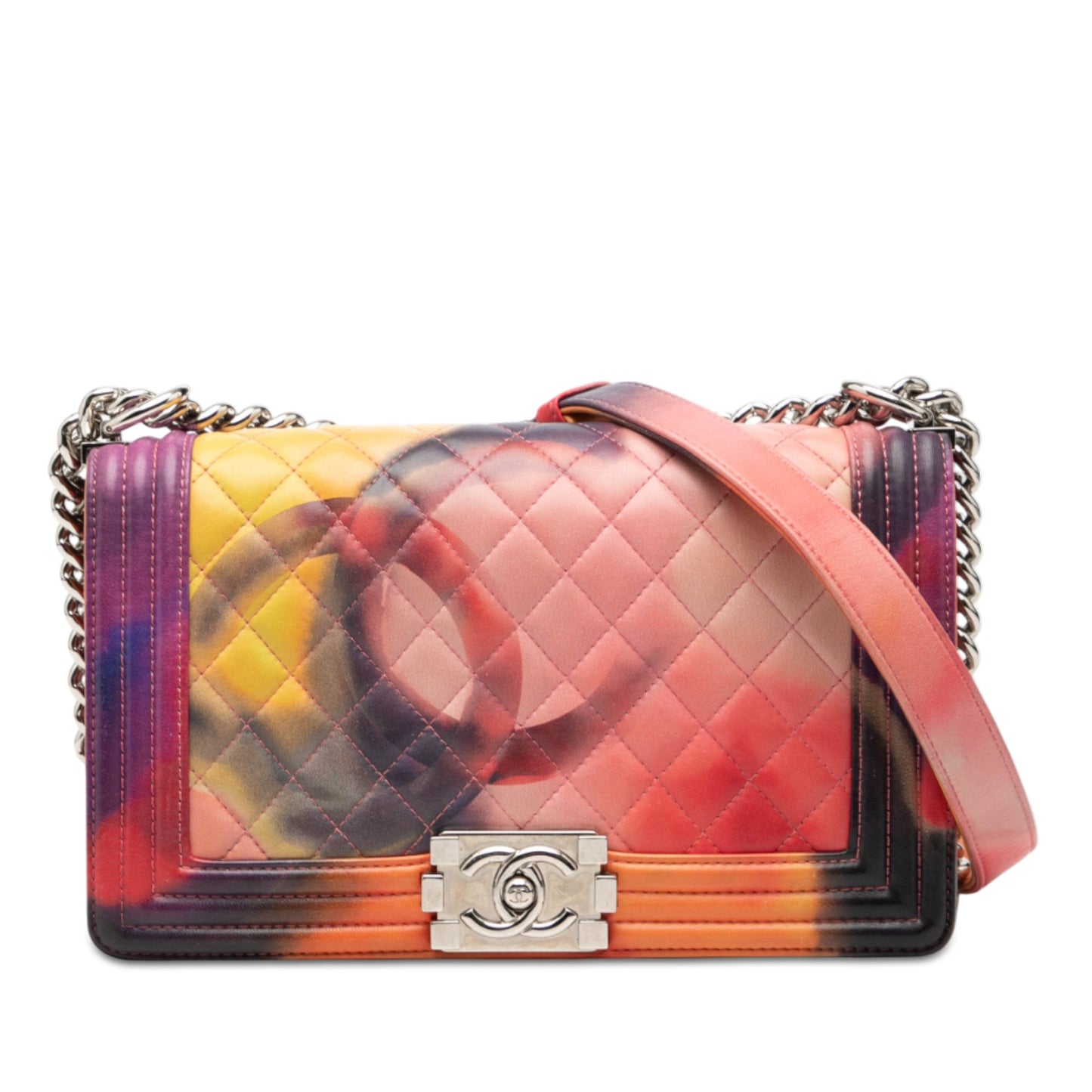 Chanel Old Medium Quilted Lambskin Flower Power Boy Flap