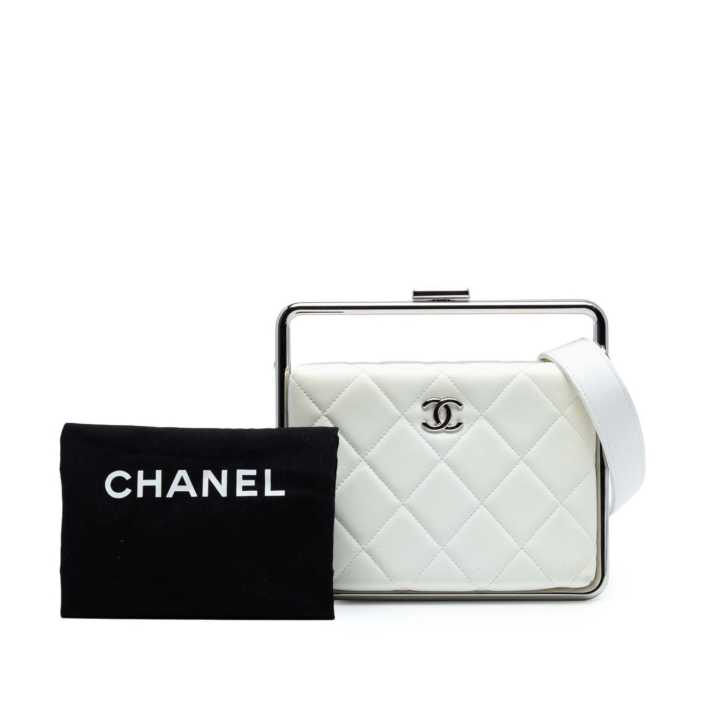 Chanel Quilted Lambskin Metal Bar Convertible Clutch