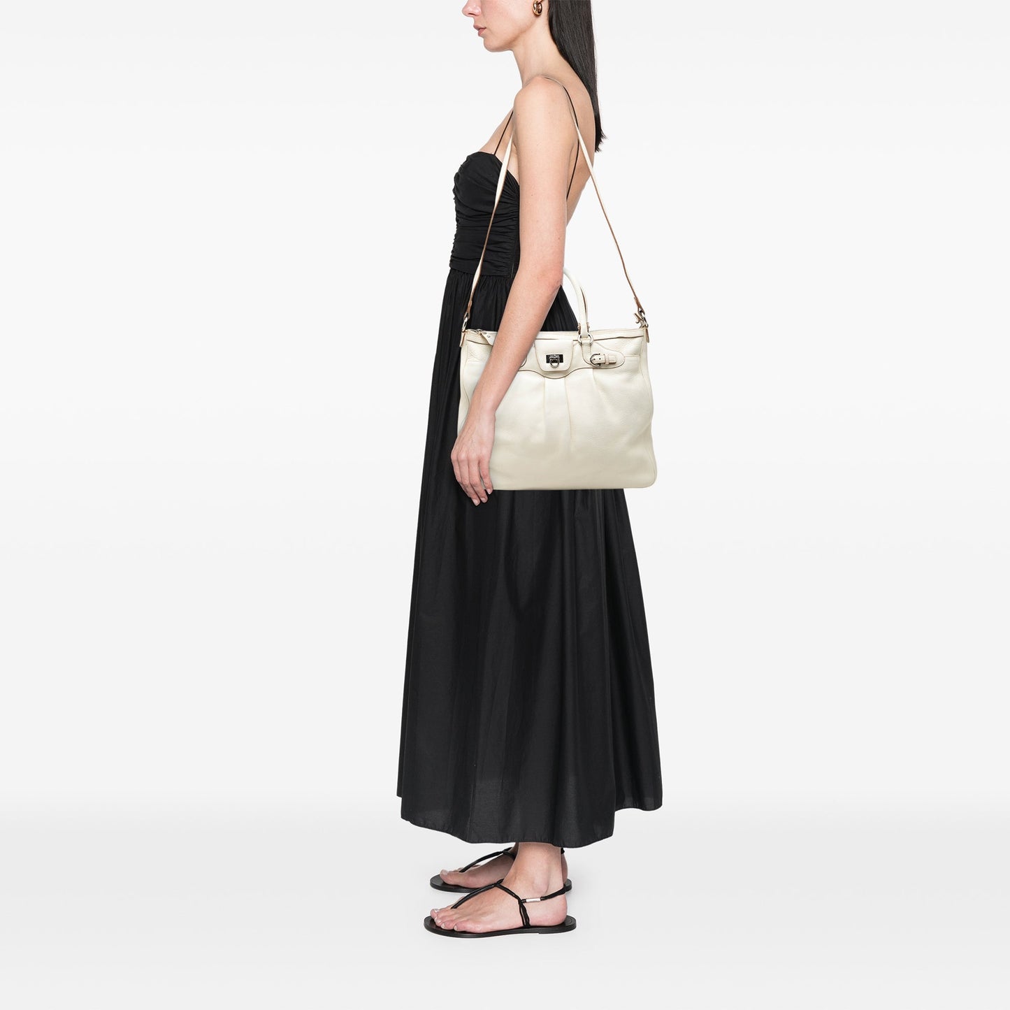 Ferragamo Leather Gancini Convertible Tote