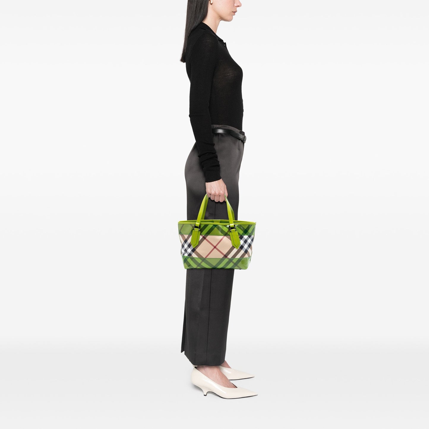 Burberry Patent Trimmed Supernova Check Coated Canvas Tote