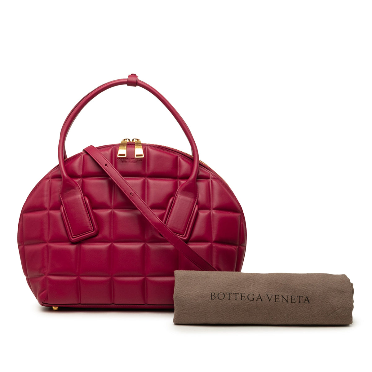 Bottega Veneta Medium Padded Leather Swoop Bag — Red