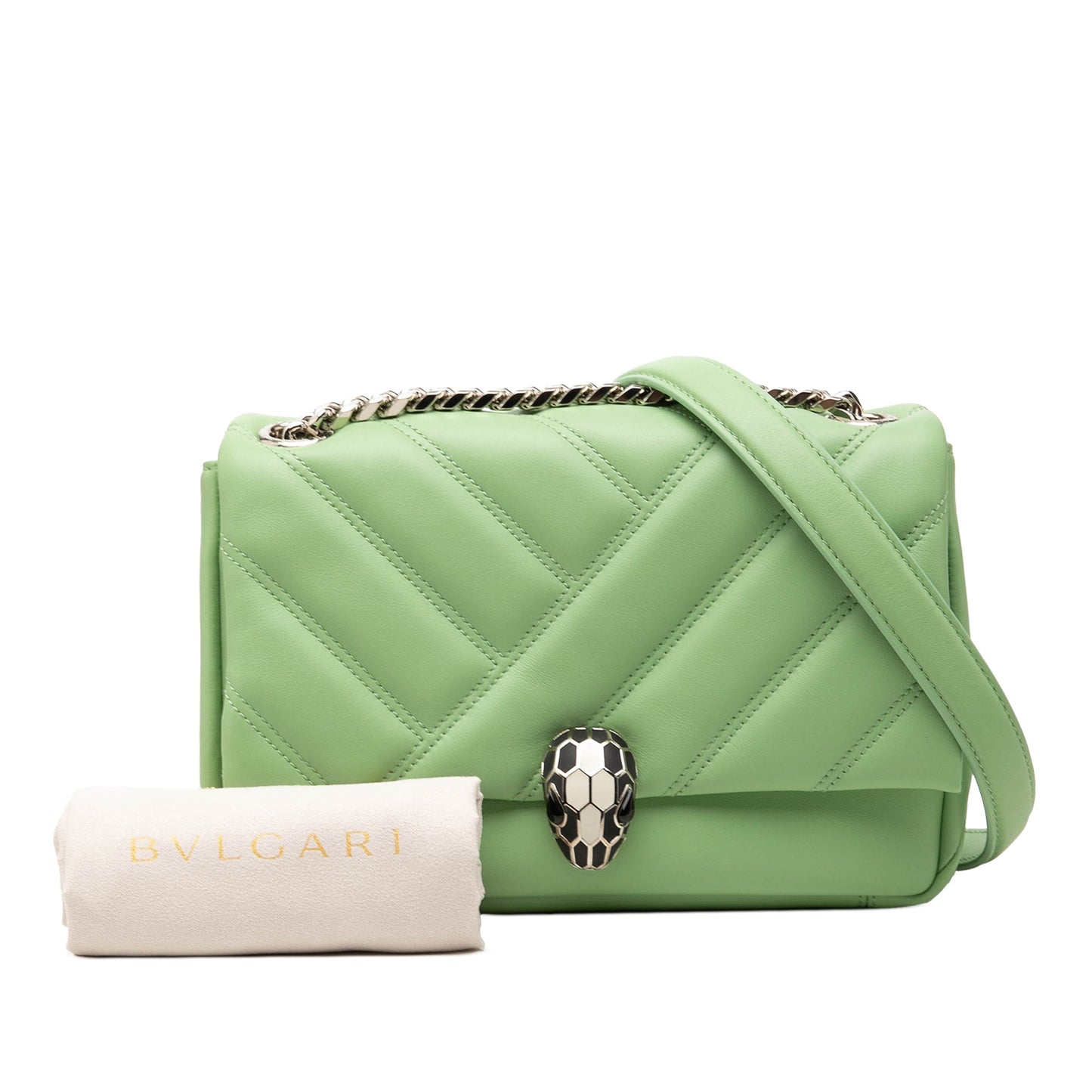 Bvlgari Leather Serpenti Cabochon Chain Crossbody