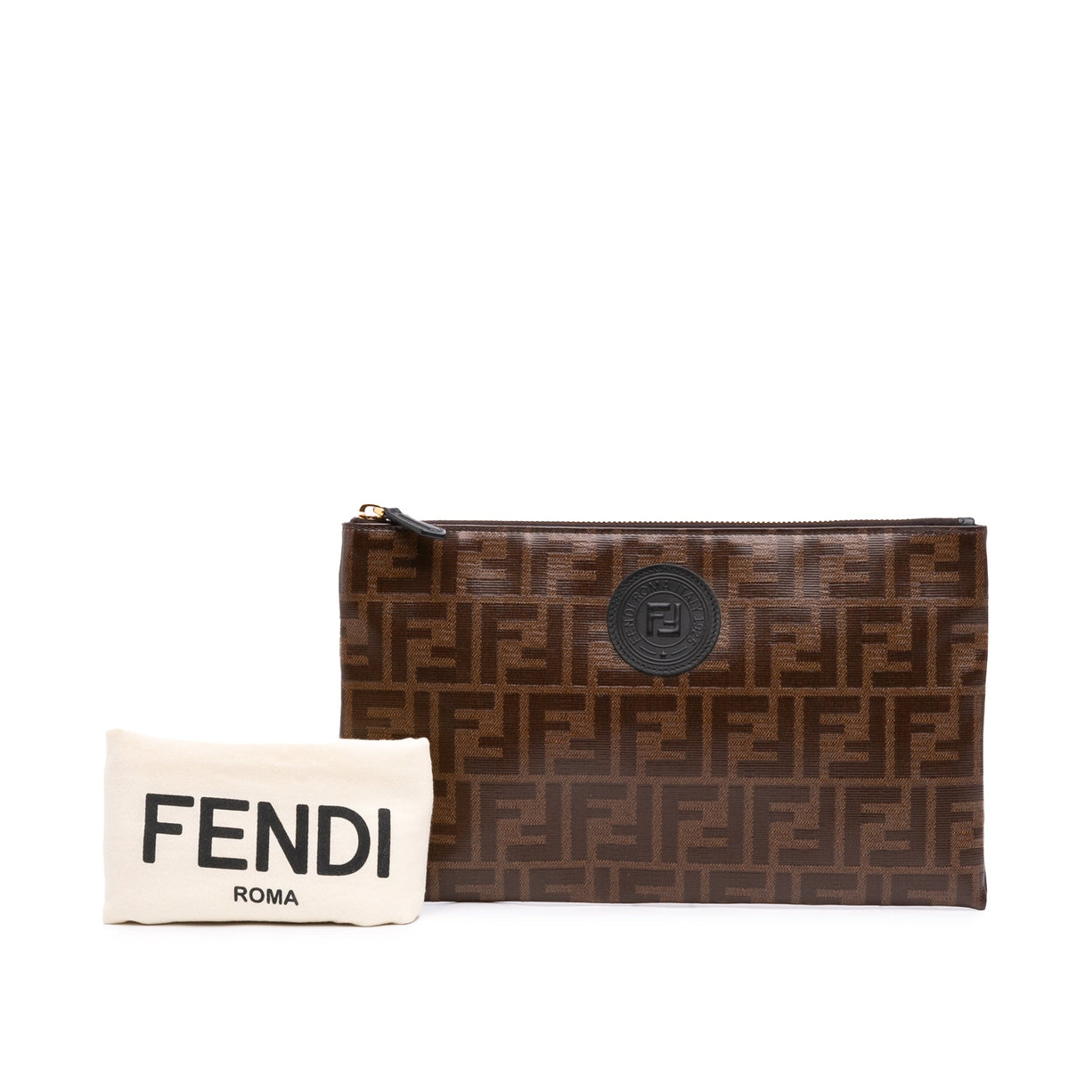 Fendi Zucca Coated Canvas Clutch