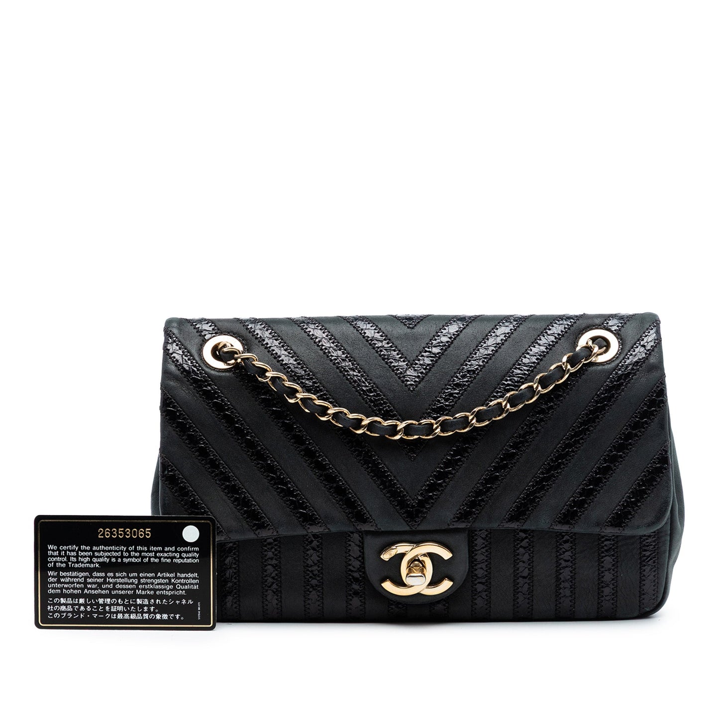 Medium Classic Chevron Wrinkled Calfskin and Suede Single Flap