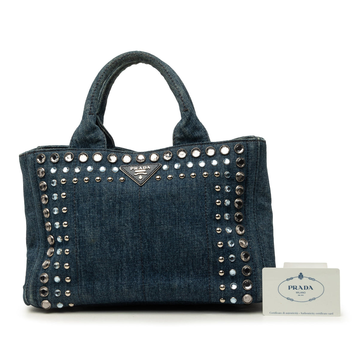 Prada Small Denim Canapa Bijoux Satchel