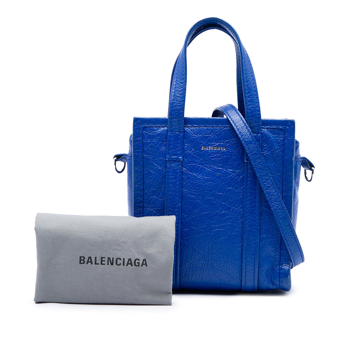 Balenciaga Lambskin Bazar Shopper Satchel XXS — Blue