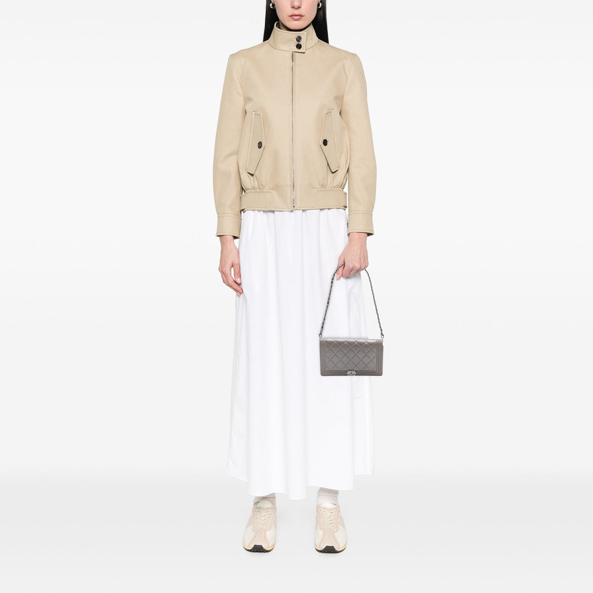 Chanel Quilted Metallic Lambskin Boy Clutch On Chain