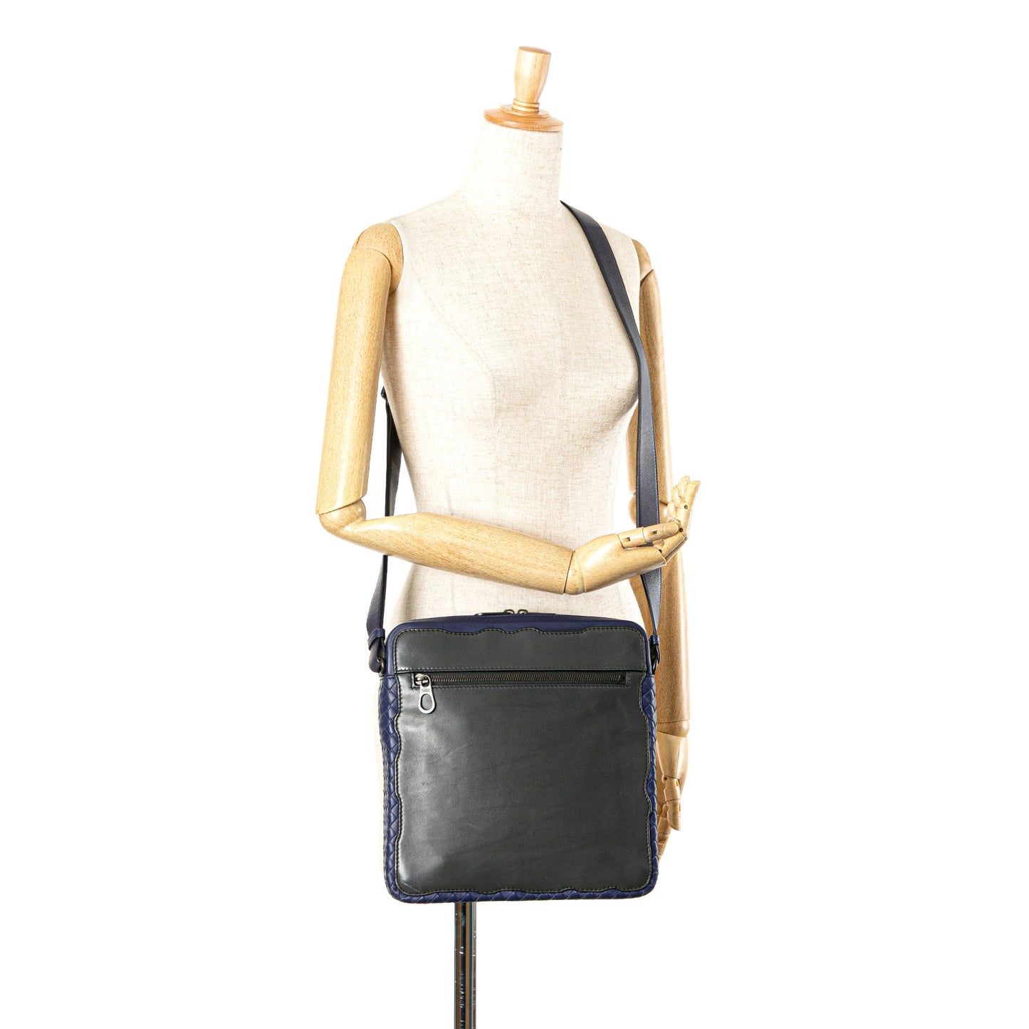 Bottega Veneta Intrecciato Trimmed Leather Crossbody