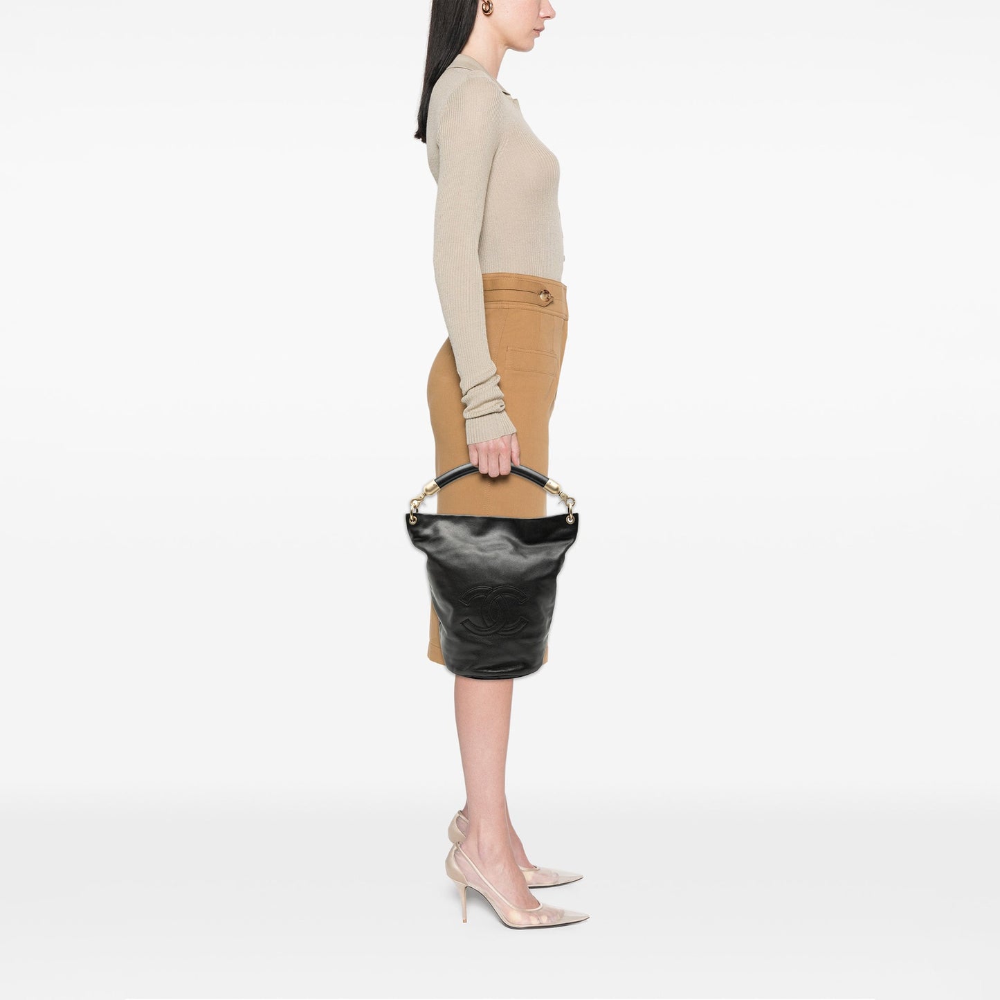 Chanel CC Lambskin Bucket Bag