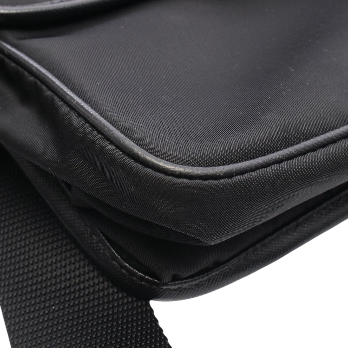 Prada Saffiano Trimmed Tessuto Buckle Messenger Bag