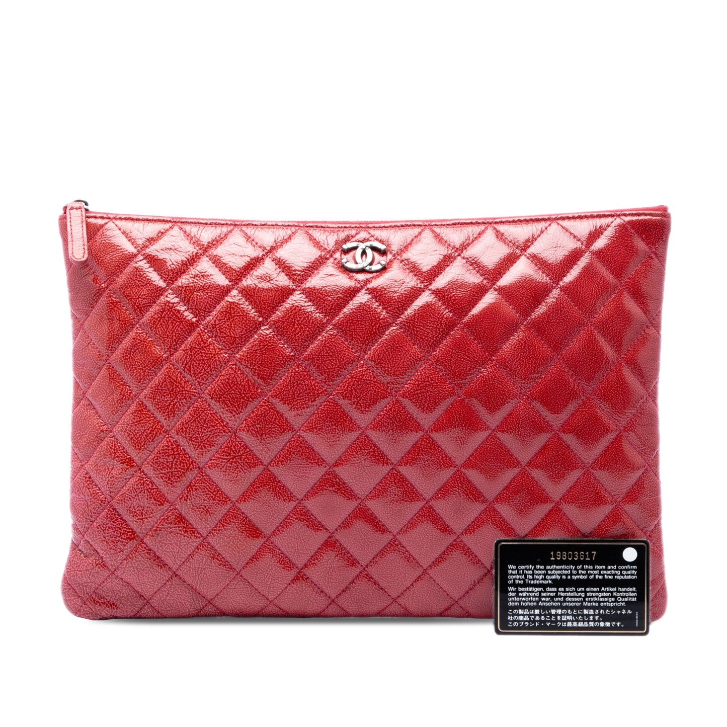 Chanel Large Quilted Patent O Case Clutch